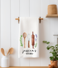 Load image into Gallery viewer, Custom Kitchen Towel Personalized Utensil Herbs design