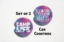Load image into Gallery viewer, Car Coasters - Camp Collection - Camping is My Happy Place - Set of 2