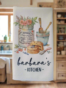 farmhouse style baking towel personalized