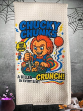 Load image into Gallery viewer, Chucky Chunks Halloween Cereal Killer Kitchen Towel