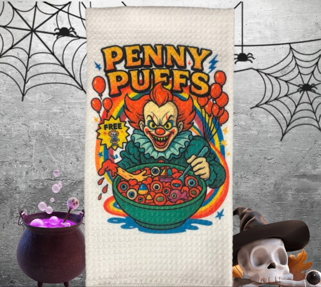 Penny Puffs Halloween Cereal Killer Kitchen Towel