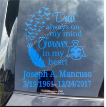 Load image into Gallery viewer, in memory of dad car decal