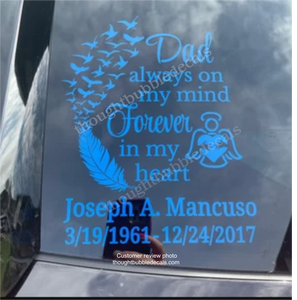 in memory of dad car decal