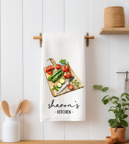 veggie cutting board personalized towel