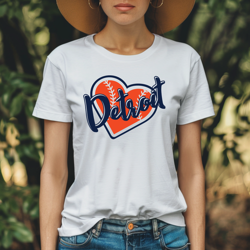 Detroit Baseball Heart Short Sleeve t-shirt