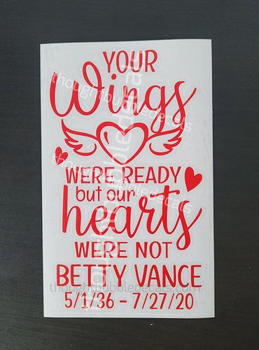 Your wings were ready but my heart was not