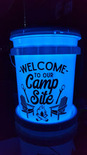 Load image into Gallery viewer, Welcome to Our Campsite Vinyl Decal - Light-up Camp Bucket Decal - Thought Bubble Studio