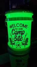 Load image into Gallery viewer, Welcome to Our Campsite Vinyl Decal - Light-up Camp Bucket Decal - Thought Bubble Studio