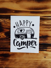 Load image into Gallery viewer, Happy Camper Vinyl Decal - Retro RV Decal - Thought Bubble Studio