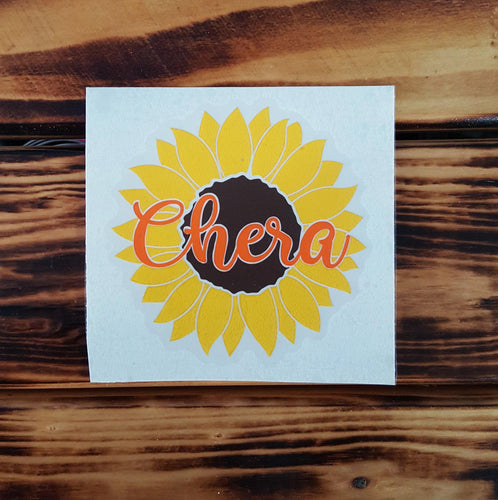 Sunflower Vinyl Decal - Personalized - Thought Bubble Studio