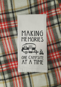 Camping Memories Flour Sack Towel - Retro RV Camper Towel - Thought Bubble Studio