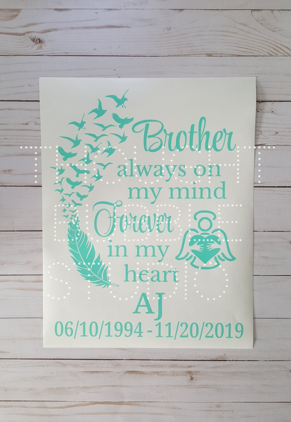 Brother Memorial Decal  Always on My Mind Forever in My Heart Decal –  Thought Bubble Studio