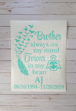 Load image into Gallery viewer, Brother Always on My Mind - Memorial Decal - Thought Bubble Studio