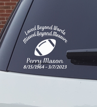 Load image into Gallery viewer, Football memorial decal