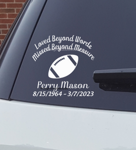 Football memorial decal