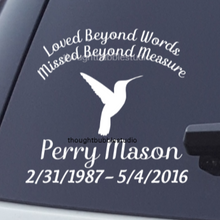 Load image into Gallery viewer, Hummingbird memorial decal