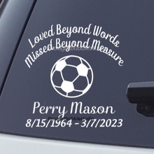 Load image into Gallery viewer, soccer memorial decal