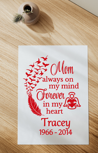 Mom Always on My Mind Forever in My Heart Memorial Car Decal