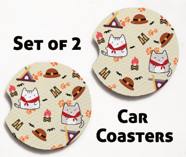 Car Coasters - Camp Collection - Camp Cats - Set of 2