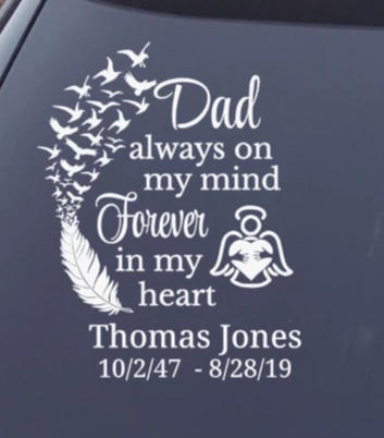 Dad Always on My Mind Memorial Decal - Thought Bubble Studio