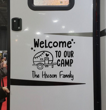 Load image into Gallery viewer, Welcome to Our Camp Personalized Vinyl Decal - Thought Bubble Studio