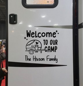 Welcome to Our Camp Personalized Vinyl Decal - Thought Bubble Studio