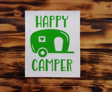 Load image into Gallery viewer, Happy Camper Vinyl Decal - Retro RV Decal - Thought Bubble Studio