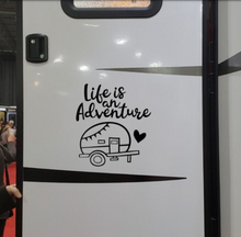 Load image into Gallery viewer, Life is an Adventure Retro Camper Vinyl Decal - Thought Bubble Studio