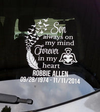 Load image into Gallery viewer, Son Always In My Heart Personalized Memorial Decal - Thought Bubble Studio