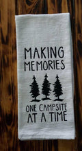 Load image into Gallery viewer, Camping Memories Flour Sack Towel - Retro RV Camper Towel - Thought Bubble Studio