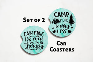 Neoprene Camping Coasters for Car, Truck, RV Trailer - Set of 2 - Car Coasters - Camping Gifts