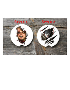 Horror Movie Car Coasters - Set of 2 Sandstone Car Coasters - Ceramic Christmas Gifts