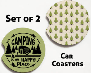 Neoprene Camping Coasters for Car, Truck, RV Trailer - Set of 2 - Car Coasters - Camping Gifts