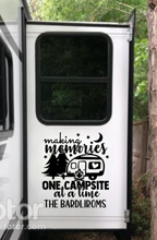 Load image into Gallery viewer, Making Memories One Campsite at a Time | Personalized RV - Camper Decal | Camp Bucket Decal