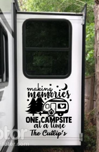 Load image into Gallery viewer, Making Memories One Campsite at a Time | Personalized RV - Camper Decal | Camp Bucket Decal