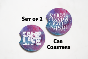 Car Coasters - Camp Collection - Camping is My Happy Place - Set of 2