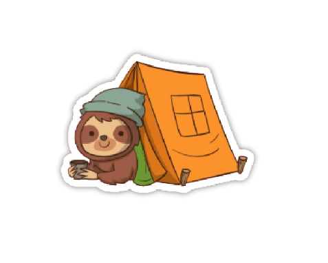 Camping Sloth Sticker