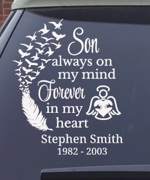 Son Always In My Heart Personalized Memorial Decal - Thought Bubble Studio