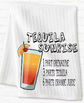Cocktail Recipe Waffle Towel - Sublimated Microfiber Kitchen Towel
