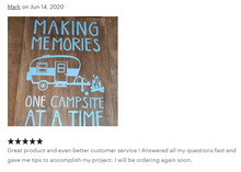 Load image into Gallery viewer, Camper Decal - Making Memories One Campsite at a Time - Thought Bubble Studio